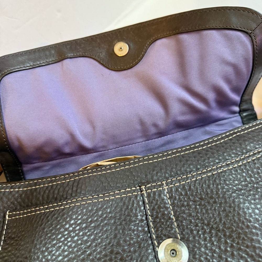 ❌SOLD🏷️Vintage COACH Brown Pebble Leather Shoulder Bag, "Chelsea" Flap Bag - Picture 3 of 12